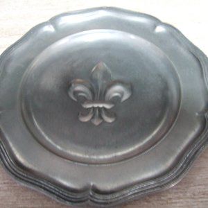 PEWTER FRENCH FLEUR DIS LIS PLATE ETAIN PUR